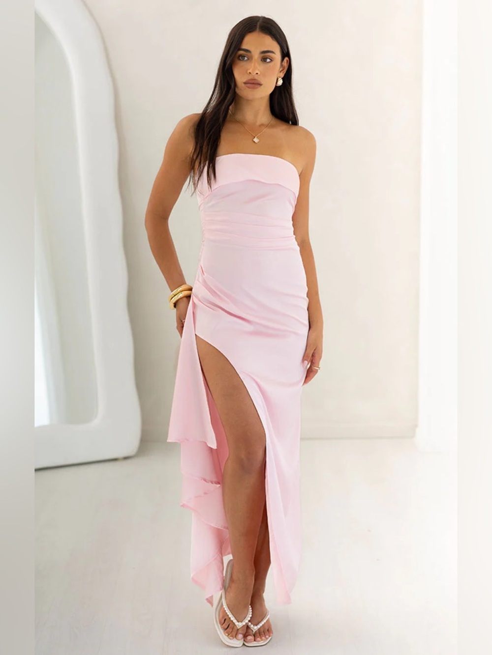 Beginning Boutique Merlo Strapless Formal Maxi Dress - Light Pink - 12